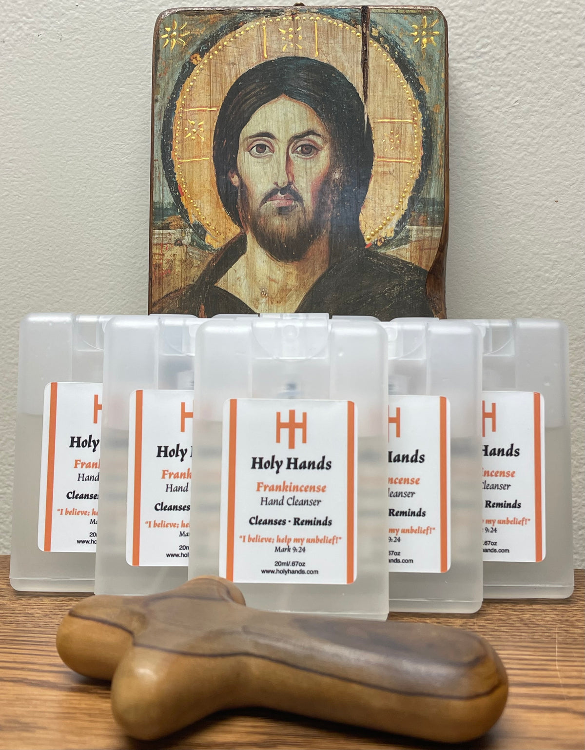 Holy Hands Frankincense Hand Cleanser - Six Card Style 20 ml Spray Bottles - FREE SHIPPING