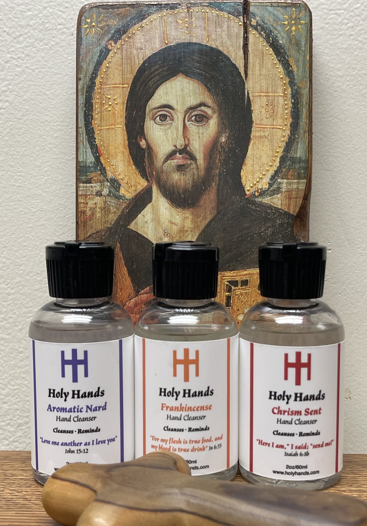 Holy Hands Frankincense, Aromatic Nard & Chrism Sent Hand Cleanser - One of Each 2 oz Bottles - FREE SHIPPING
