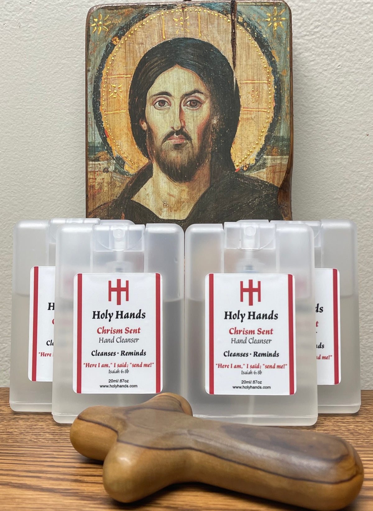 Holy Hands Chrism Sent Hand Cleanser - Four Card Style 20 ml Spray Bottles - FREE SHIPPING
