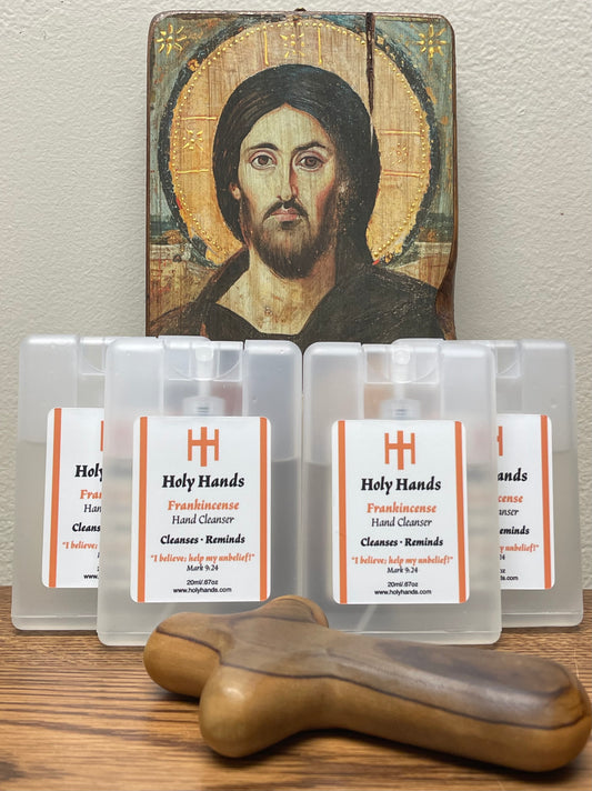 Holy Hands Frankincense Hand Cleanser - Four Card Style 20 ml Spray Bottles - FREE SHIPPING