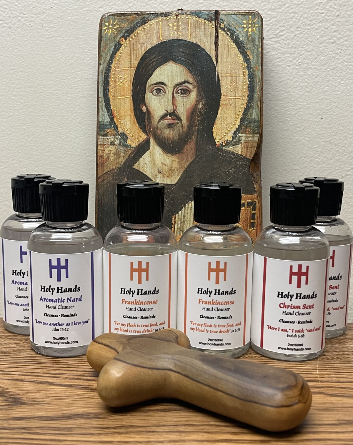 Holy Hands Frankincense, Aromatic Nard & Chrism Sent Hand Cleanser - Six 2 oz Bottles, Two of Each - FREE SHIPPING