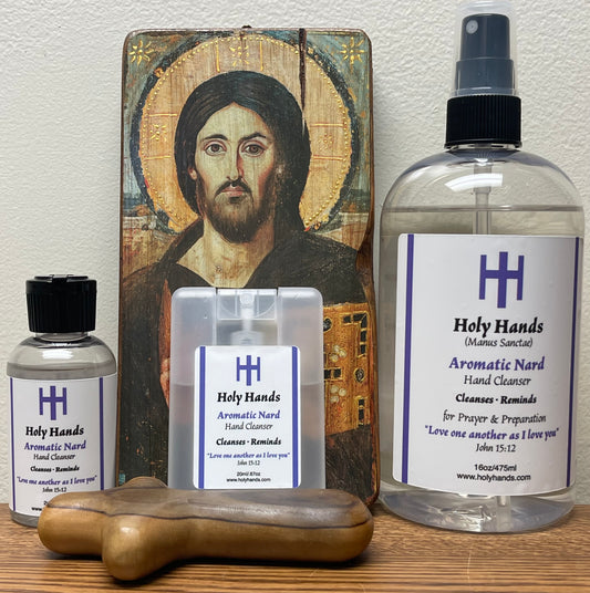Holy Hands Aromatic Nard Hand Cleanser - One 20 ml Card, One 2 oz Bottle, One 16 oz Bottle - FREE SHIPPING