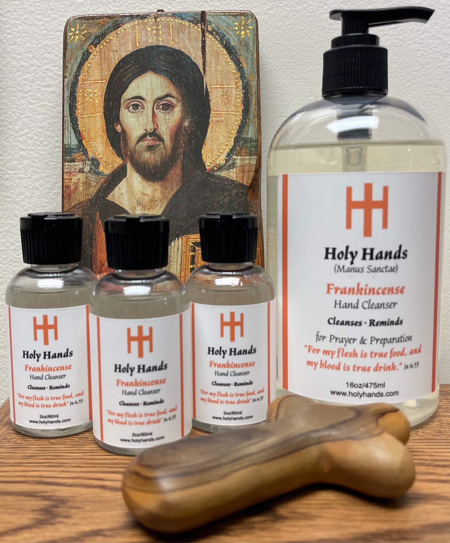 Holy Hands Frankincense Hand Cleanser - Three 2 oz Bottles and One 16 oz Bottle - FREE SHIPPING