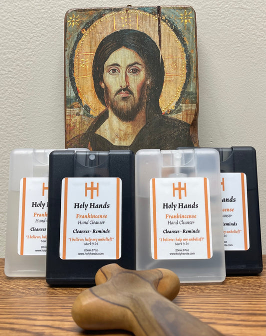 NEW! Holy Hands Frankincense Hand Cleanser - Four Card Style 20 ml Spray Bottles - FREE SHIPPING
